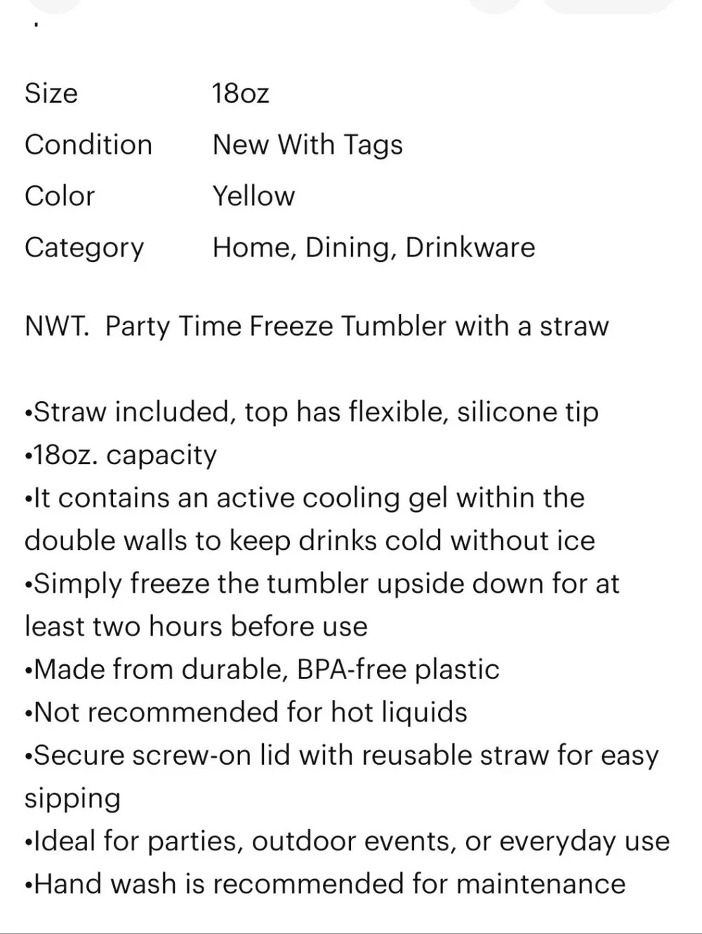 Freeze Tumbler With Lid And Straw